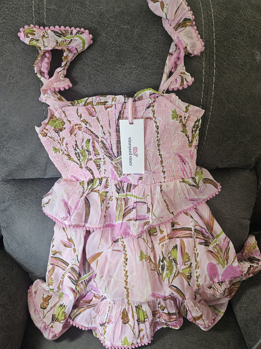 Vineyard Vines Pink Floral Ruffle Sundress for Kids